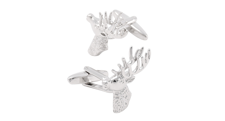 Manžetové knoflíčky Jelen hlava stříbrná