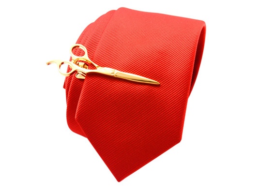 Spona na kravatu zlaté Kadeřnické nůžky