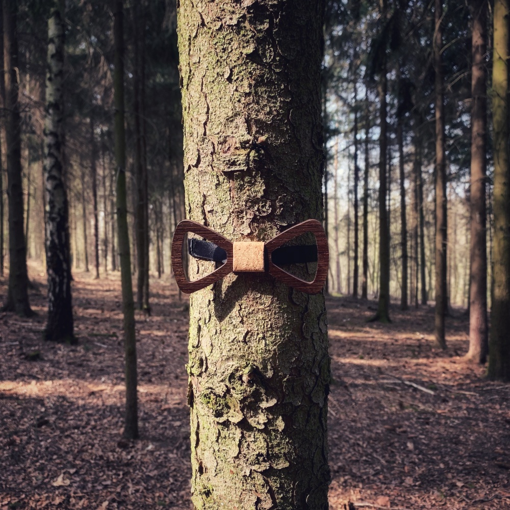 Dřevěný pánský motýlek Vrtule Korek 