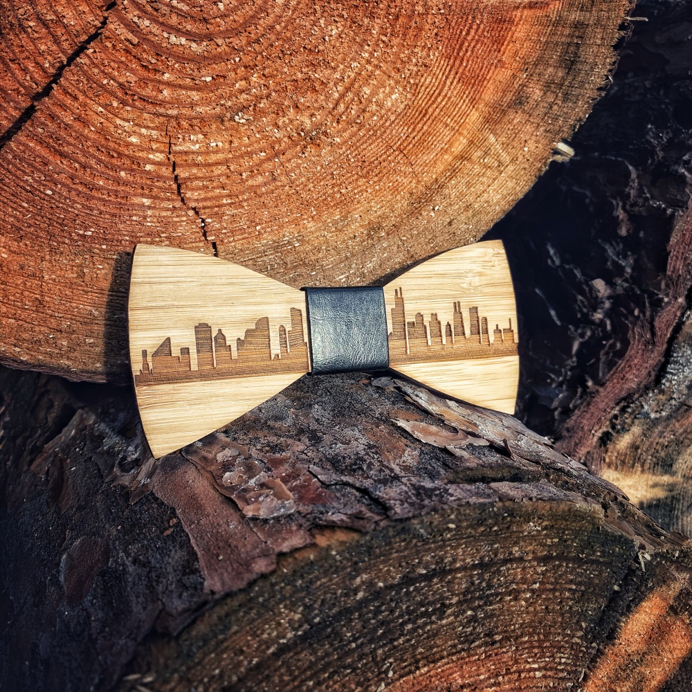 Dřevěný pánský motýlek Klasik Chicago