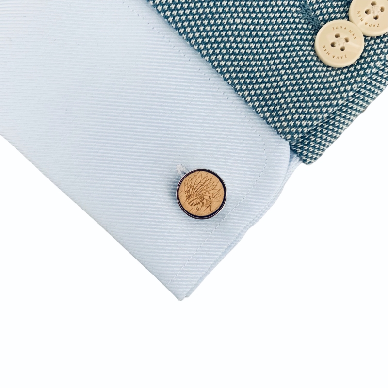 Dřevěné manžetové knoflíčky Indián 