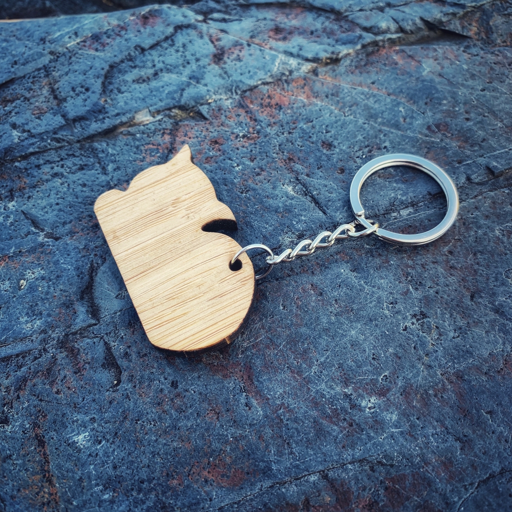 Dřevěná klíčenka Kočka 