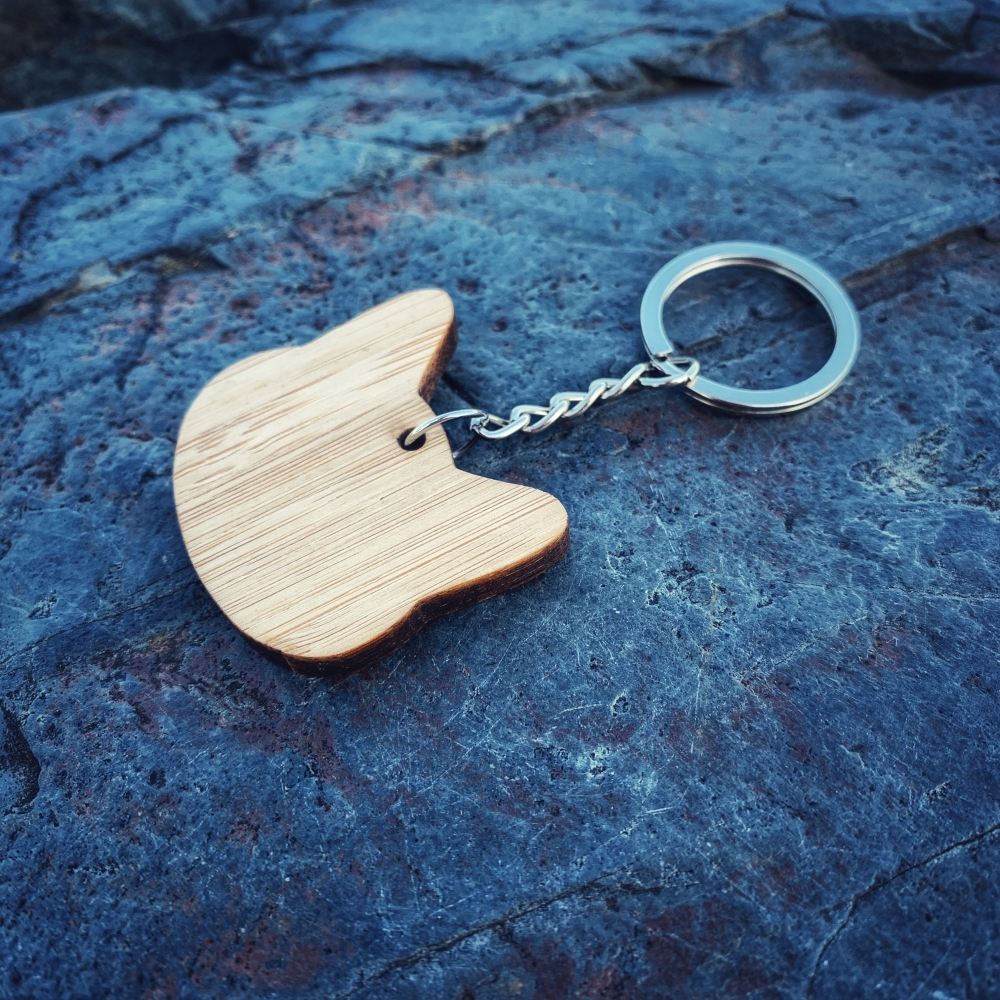 Dřevěná klíčenka Kočičí hlava 