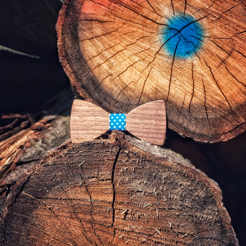 Chlapecký dřevěný motýlek Klasik Blue Dot