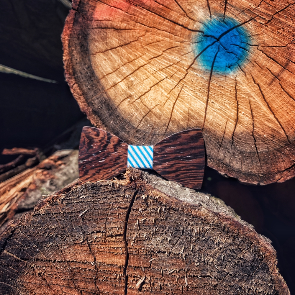 Chlapecký dřevěný motýlek Klasik Pruhy