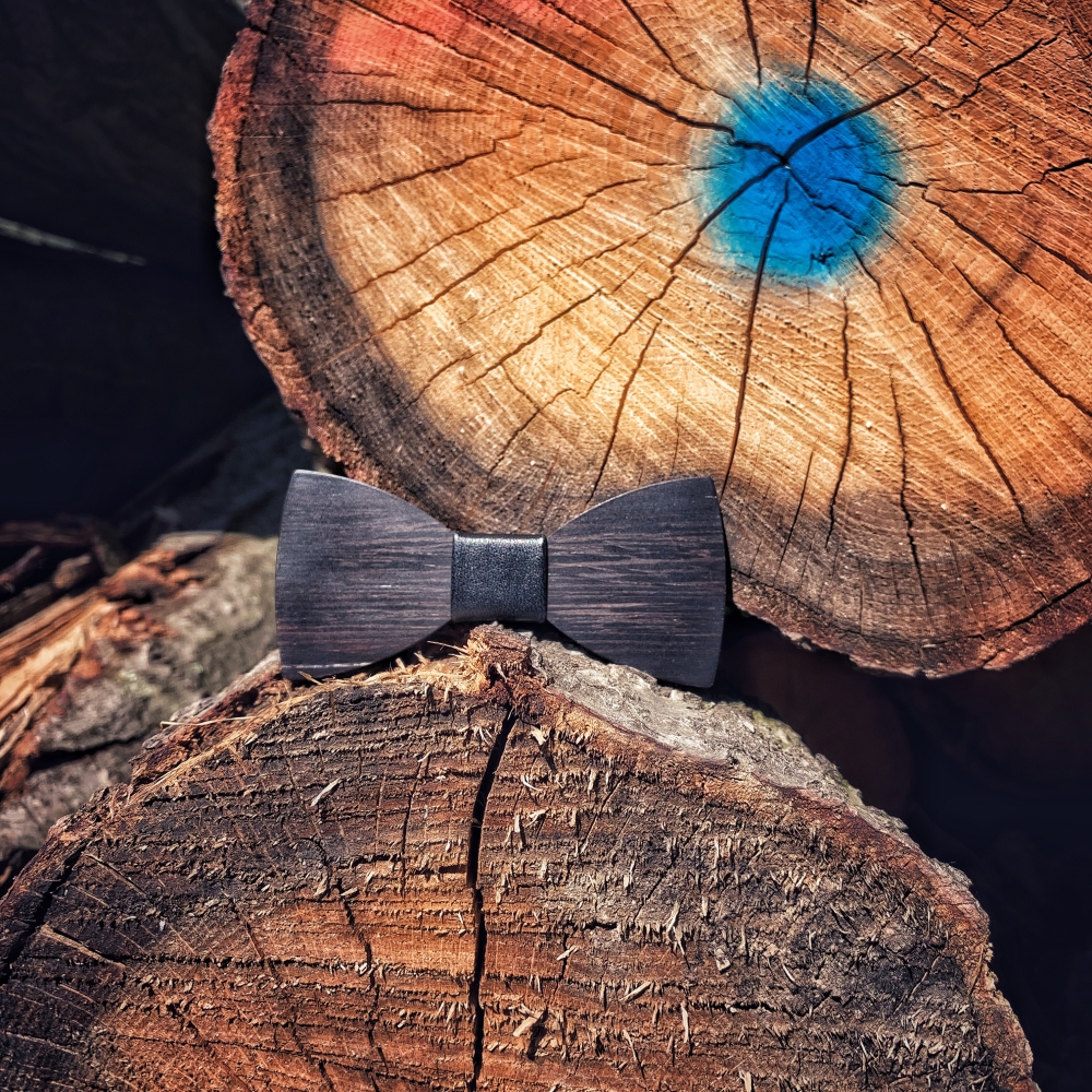 Chlapecký dřevěný motýlek Klasik Leather wenge