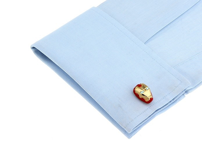 Set - spona na kravatu a manžetové knoflíčky Maska hrdiny zlatá