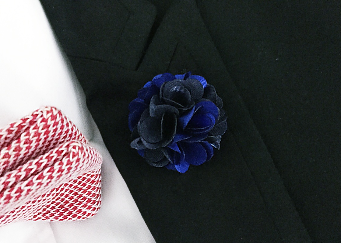 Modrá brož Květina Duo