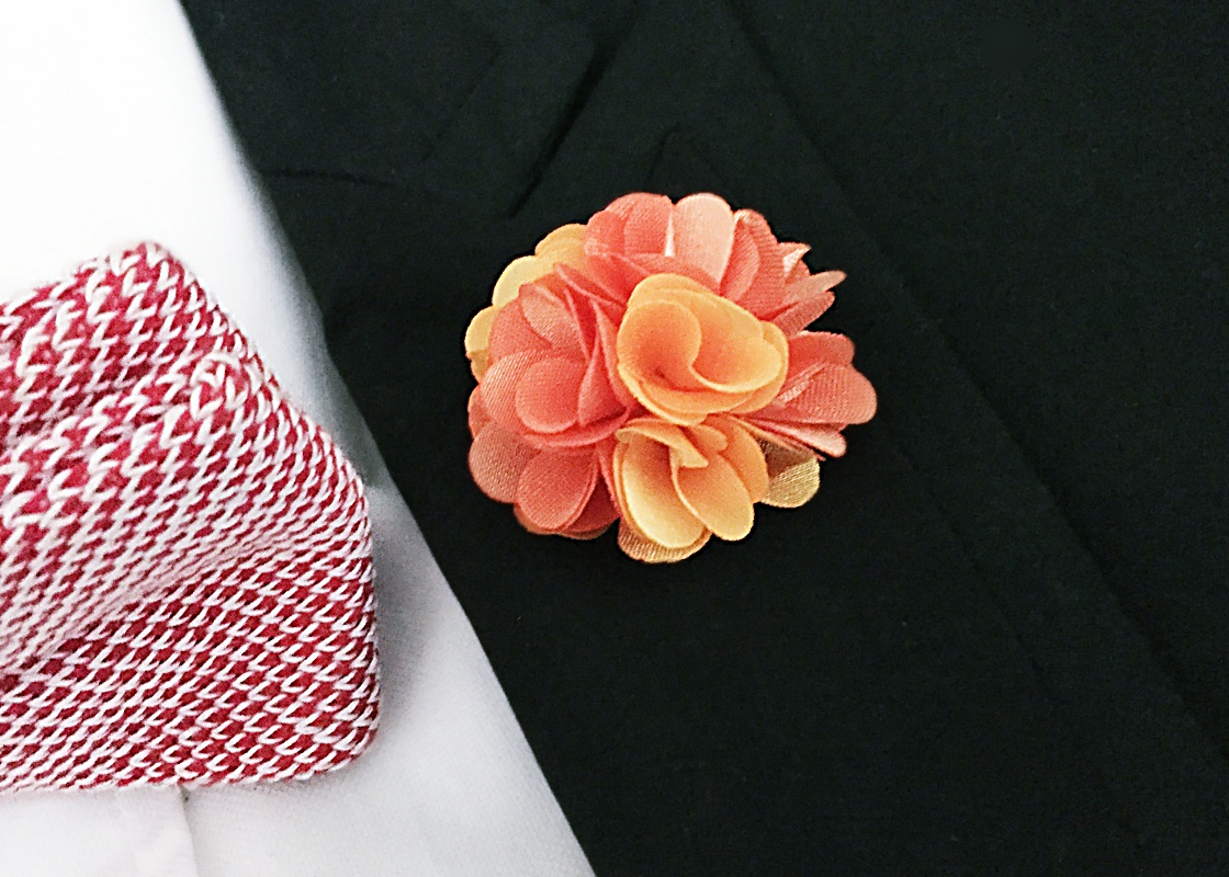 Oranžová brož Květina Duo