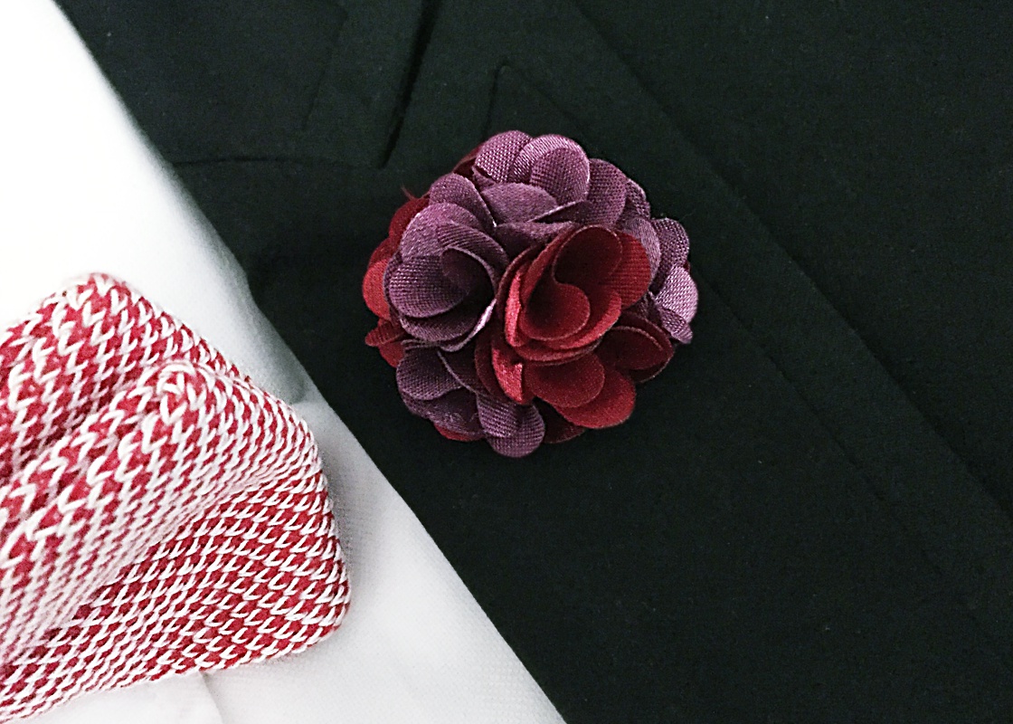 Fialovo - rudá brož Květina Duo