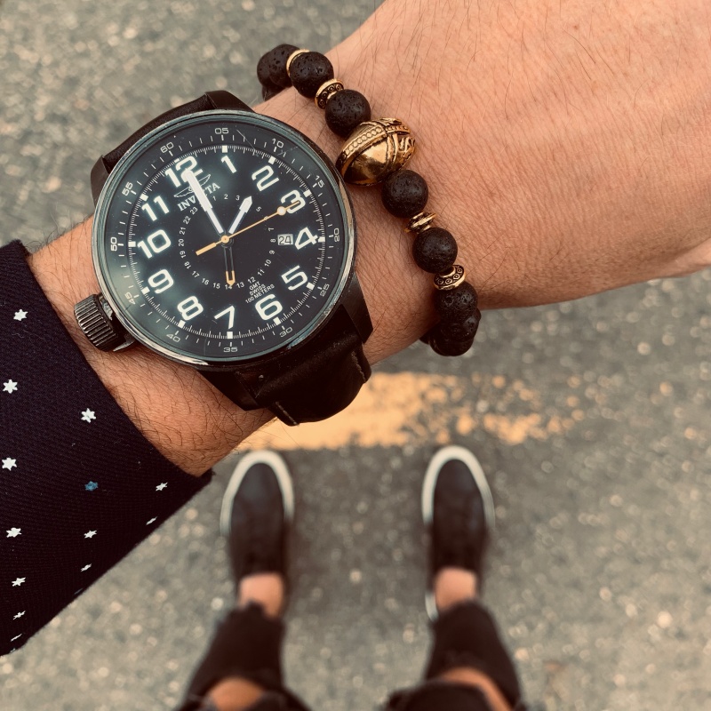 Černo - zlatý náramek Sparta bojovník - láva