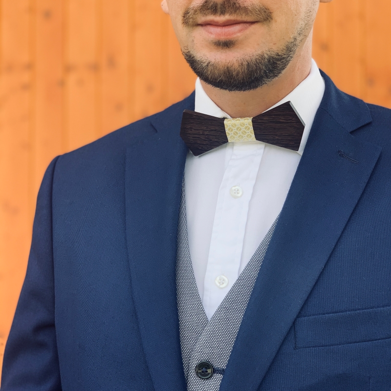 Dřevěný pánský motýlek Slim Žluťásek 