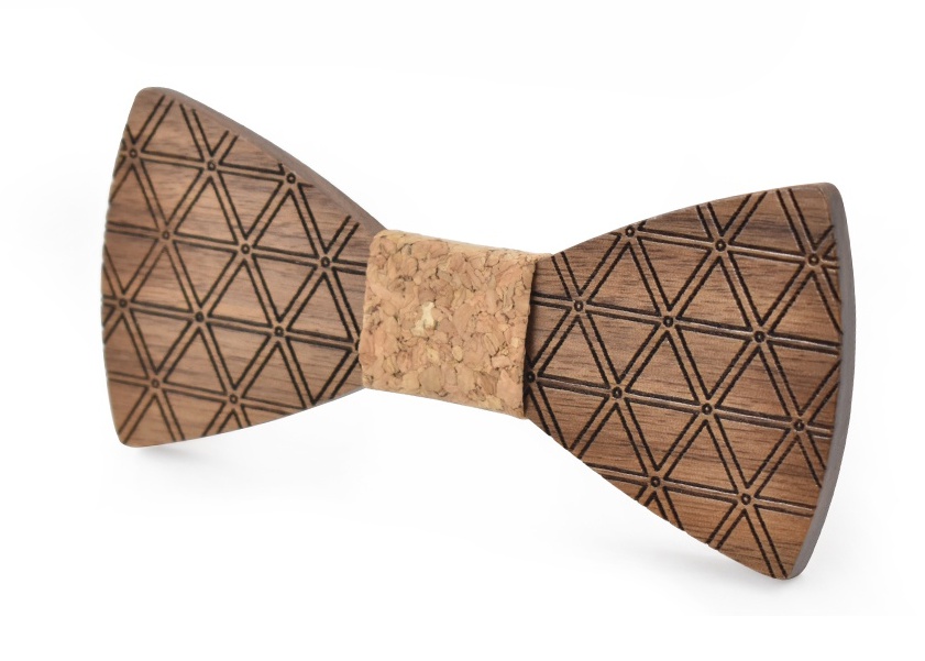 Dřevěný pánský motýlek Triangle Korek 