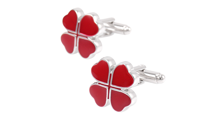 Manžetové knoflíčky Čtyřlístek červený