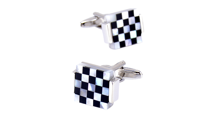 Manžetové knoflíčky Šachovnice Perleť