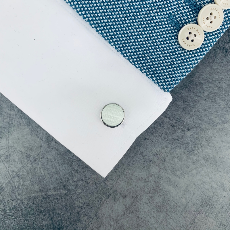 Zelený set - kapesník + manžetové knoflíčky Stripe