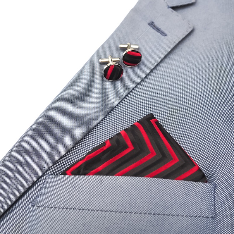 Černo - červený set - kapesník + manžetové knoflíčky Cik Cak 