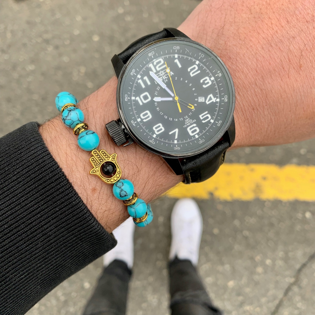 Modro - zlatý náramek Fatimina ruka 