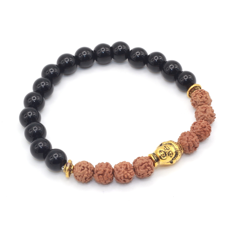 Černo - zlatý náramek Buddha Rudraksha 