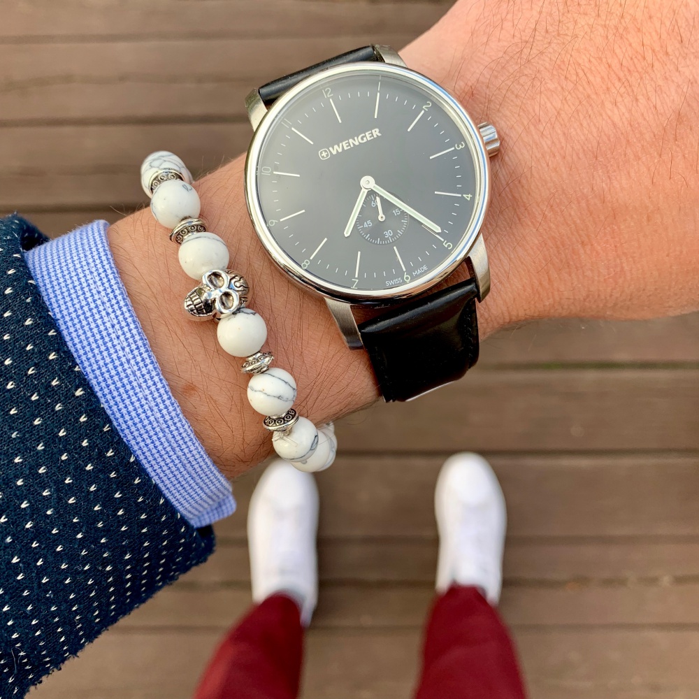 Bílý náramek Lebka stříbrná 