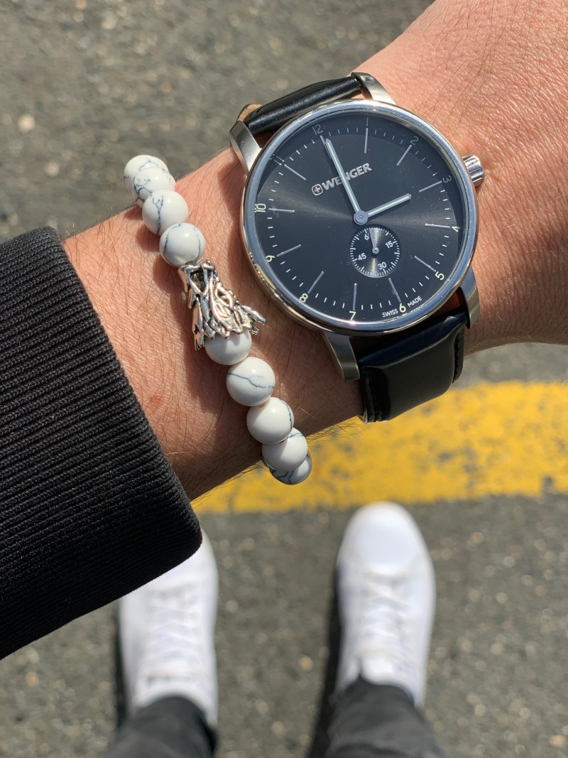 Bílý náramek stříbrný Drak