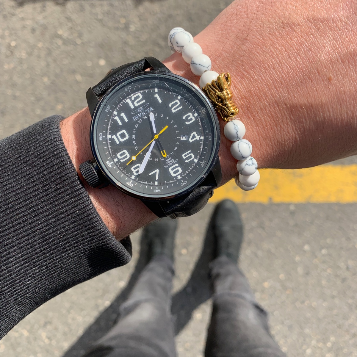 Bílý náramek zlatý Drak