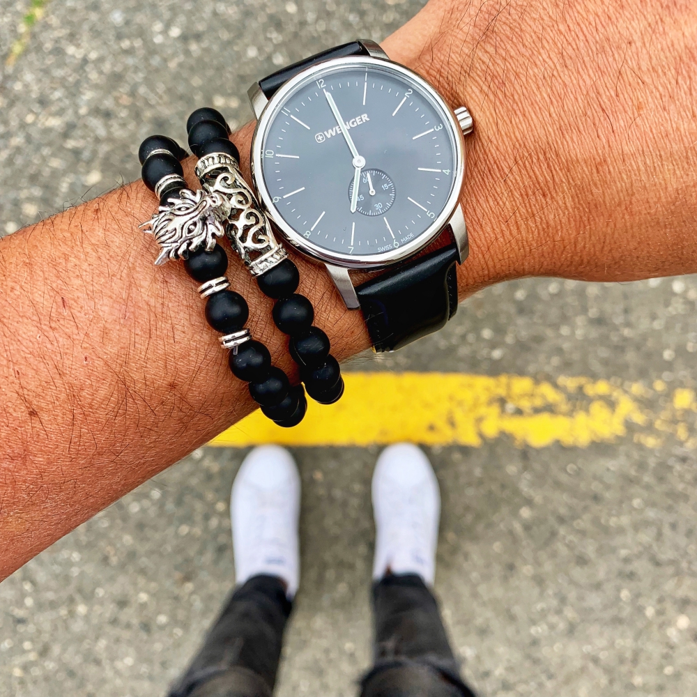 Matně černý set náramek Vlk