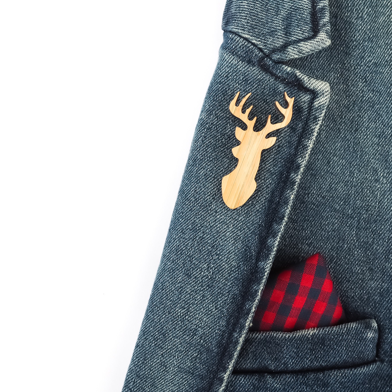 Dřevěná brož Jelen hlava 