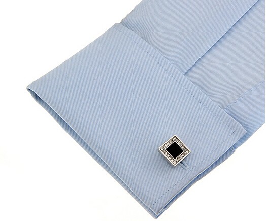 Manžetové knoflíčky Černý krystal Square