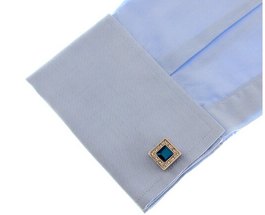 Manžetové knoflíčky Modrý krystal Square