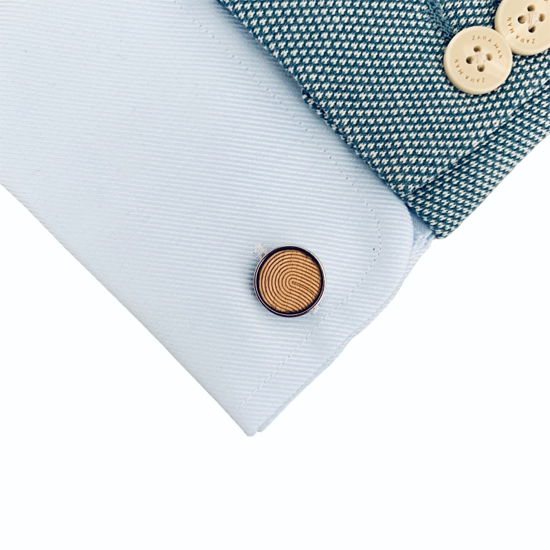 Dřevěné manžetové knoflíčky Otisk prstu 