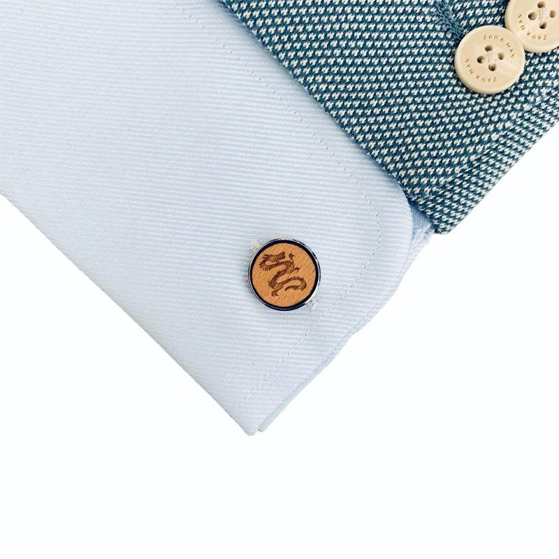 Dřevěné manžetové knoflíčky Čínský drak 