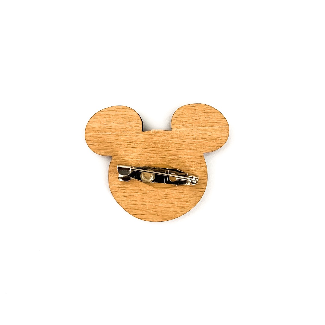 Dřevěná brož Mickey 