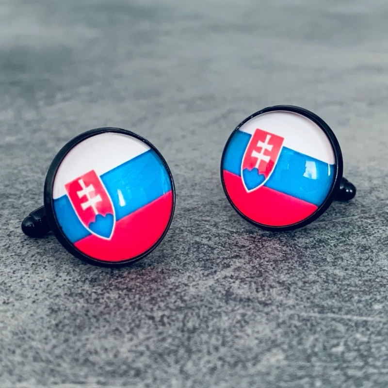 Manžetové knoflíčky Vlajka Slovenská republika - černé 