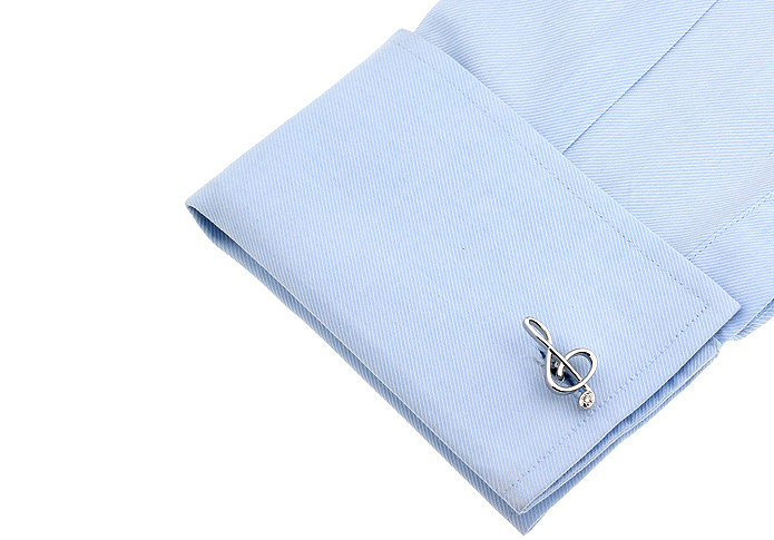 Manžetové knoflíčky Houslový klíč velký stříbrný 