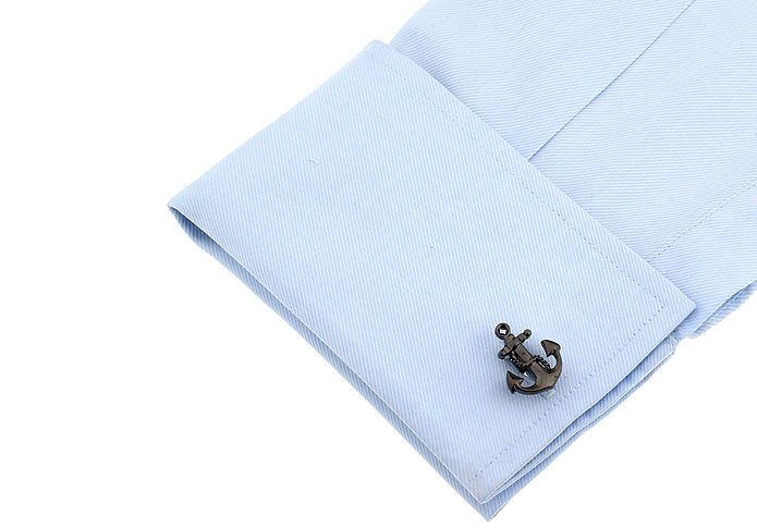 Manžetové knoflíčky Kotva s řetězem tmavá 