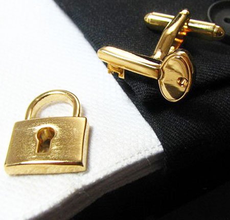 Manžetové knoflíčky Zámek a klíč zlatý