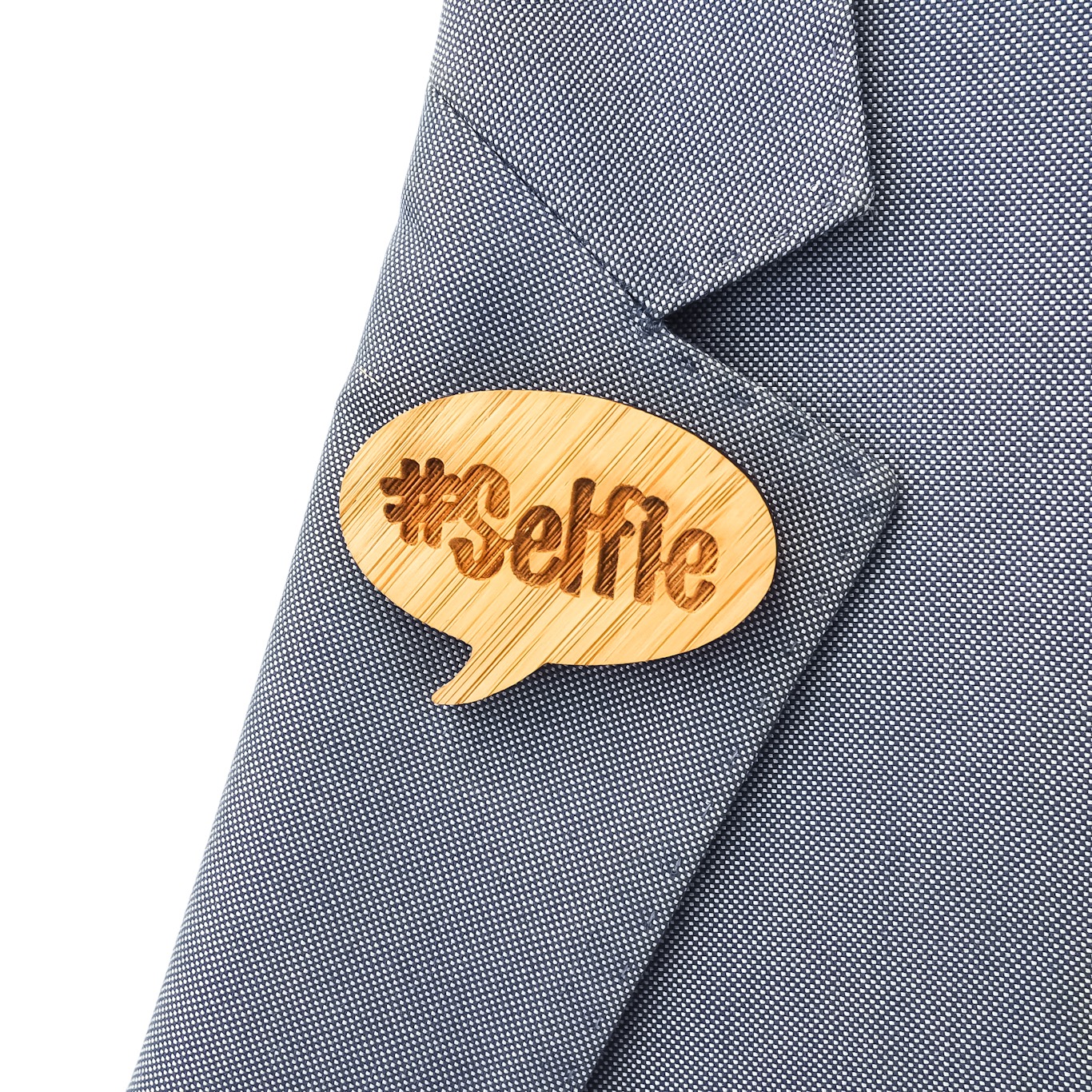 Dřevěná brož Selfie 