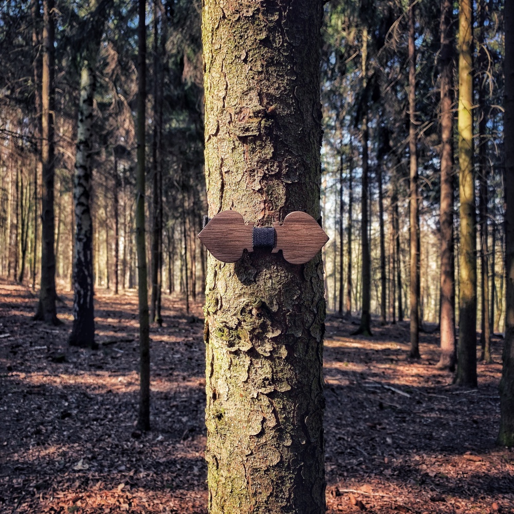 Dřevěný pánský motýlek Mahoosive Pikové eso Denim 