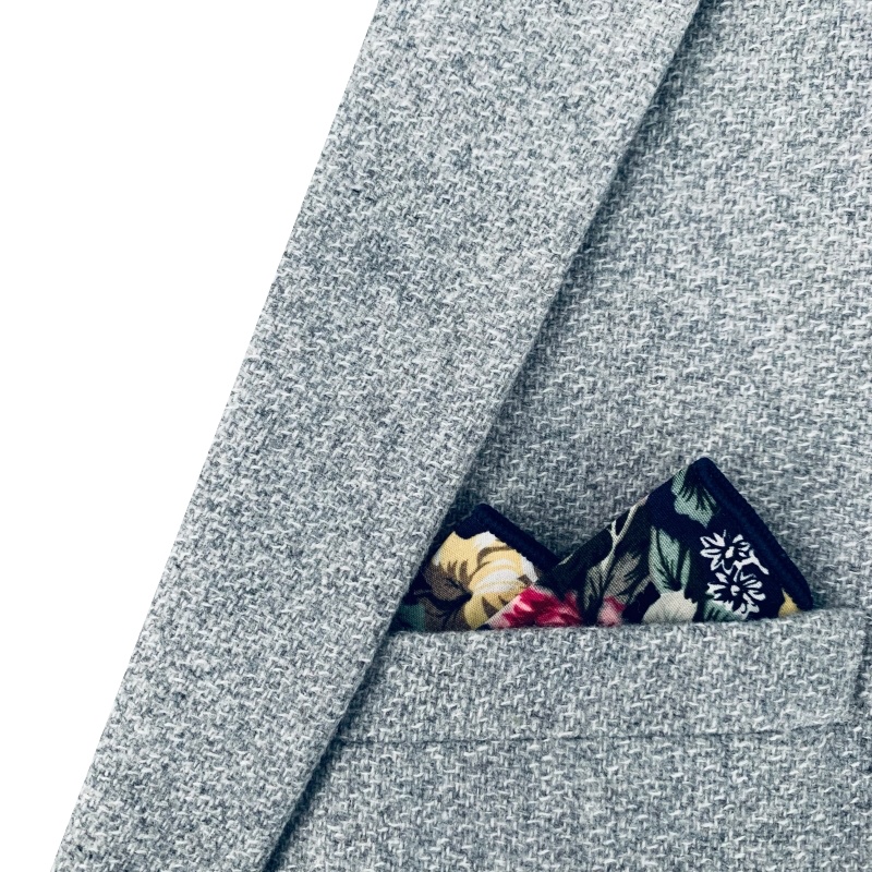 Modrý kapesník do saka Květiny růže 