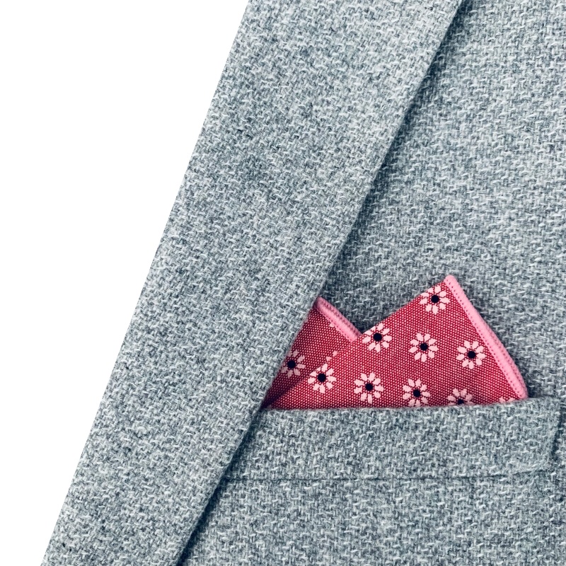 Růžový kapesník do saka Květy 