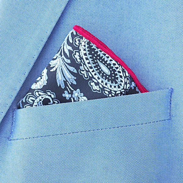 Černo - stříbrný kapesník do saka Abstrakt