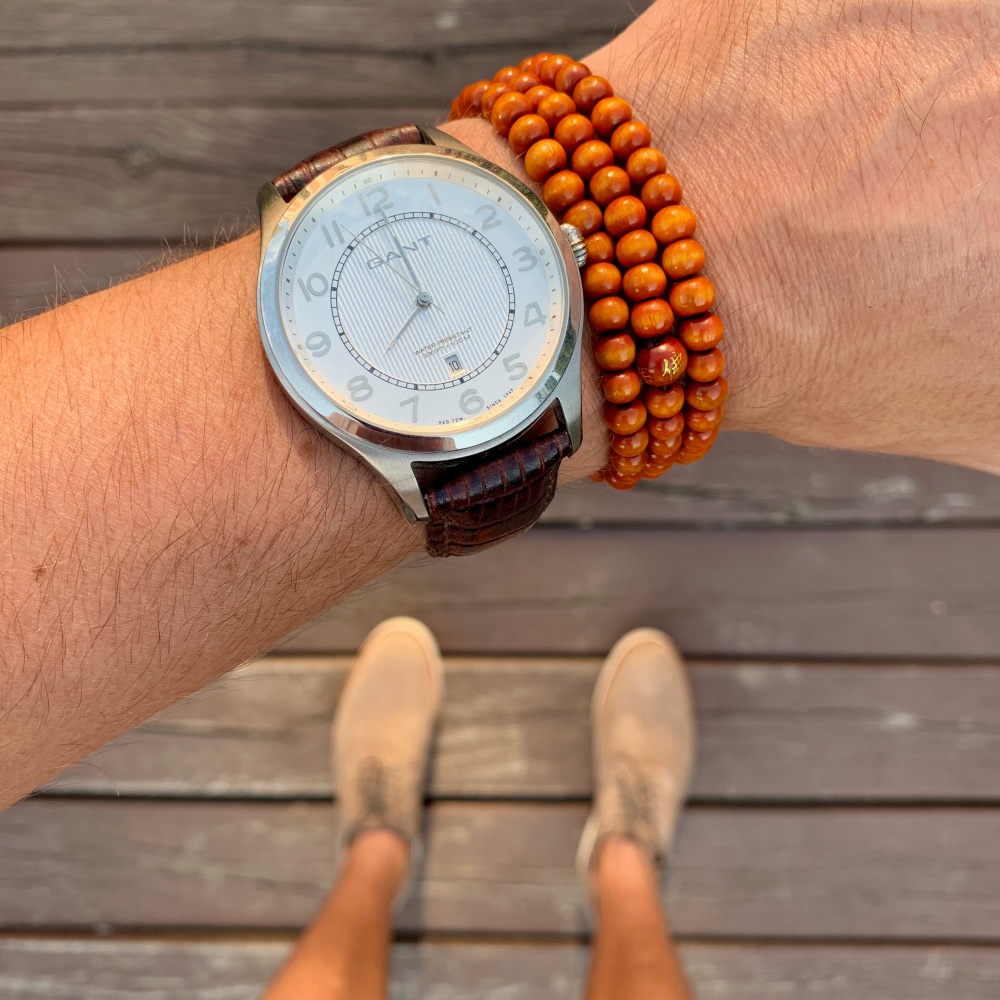 Světle hnědý náramek Buddhistické korále 