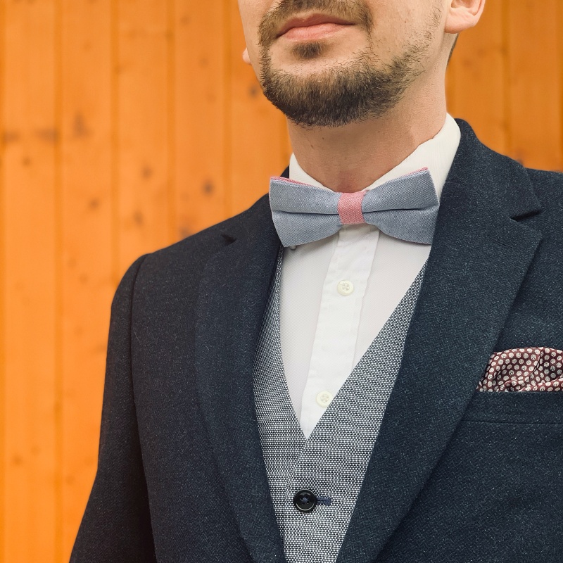 Motýlek Cotton modro - červený