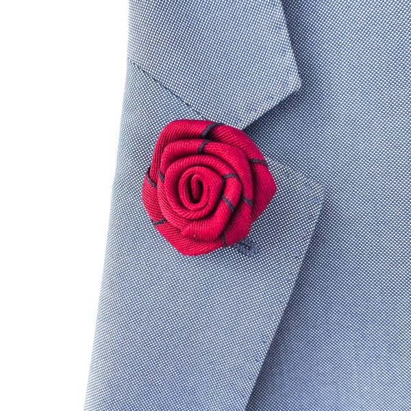 Červená brož Květina stripe 