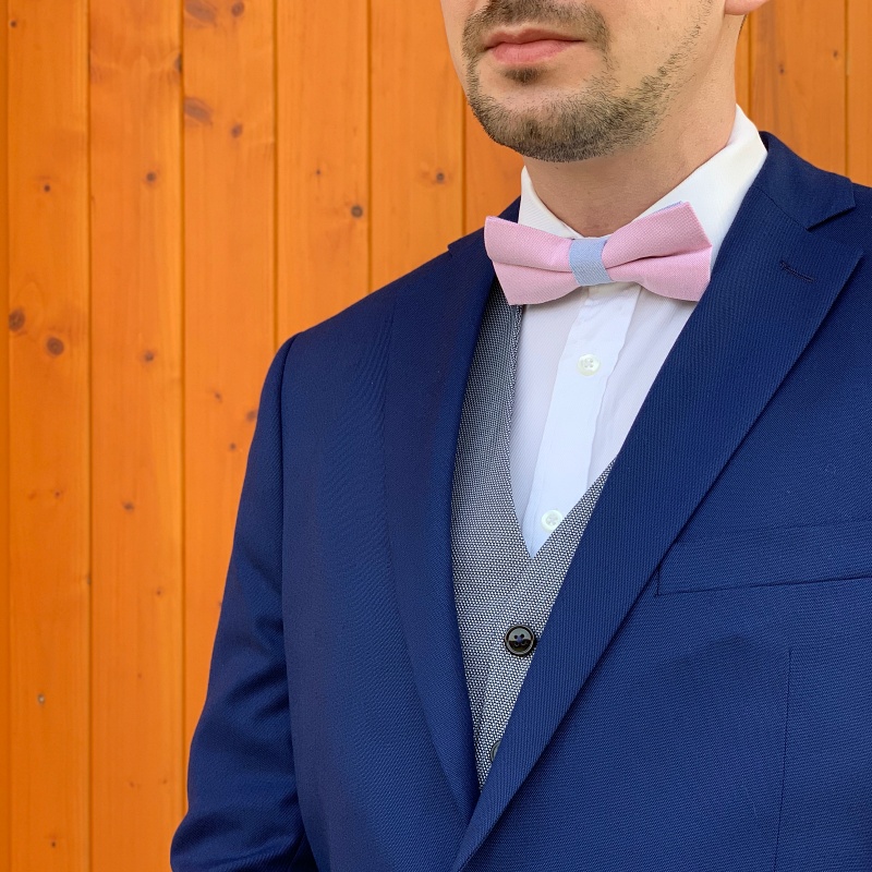 Motýlek Cotton růžovo - modrý 