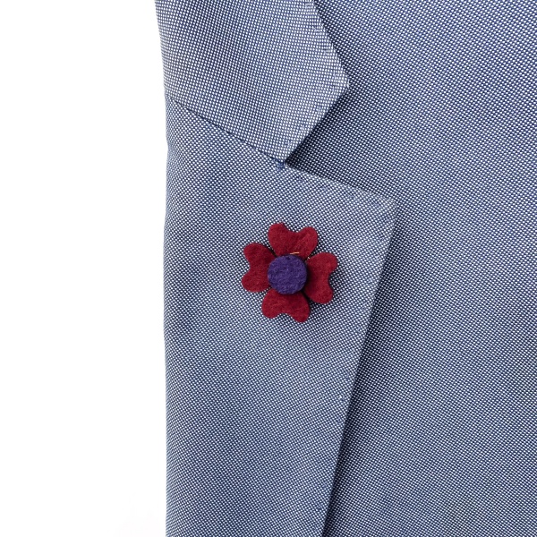 Vínovo - fialová brož Čtyřlístek Plsť