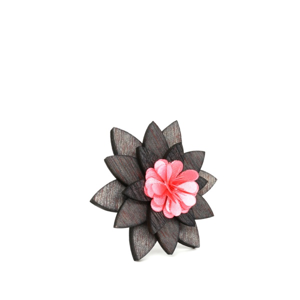 Dřevěná pánská brož Hvězda - růžová 