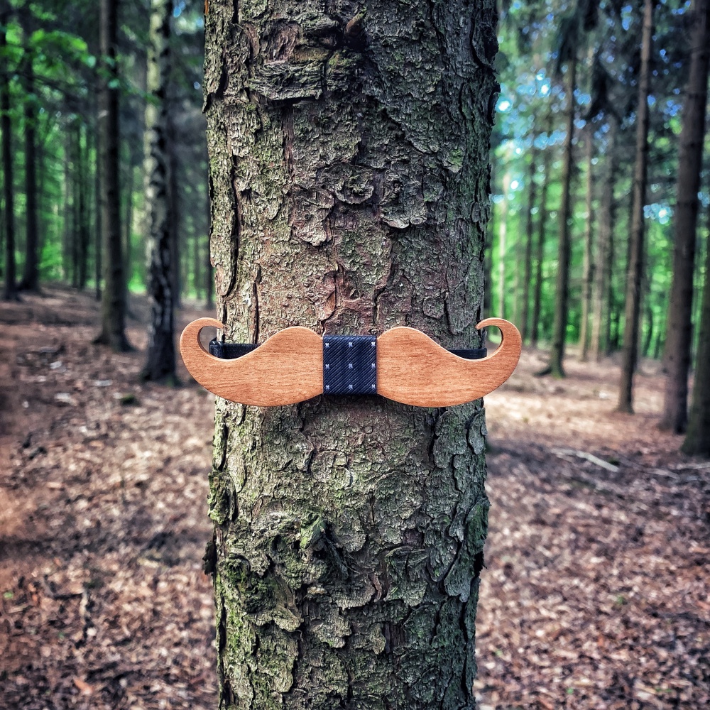 Dřevěný pánský motýlek Mahoosive Knír - křížky x 