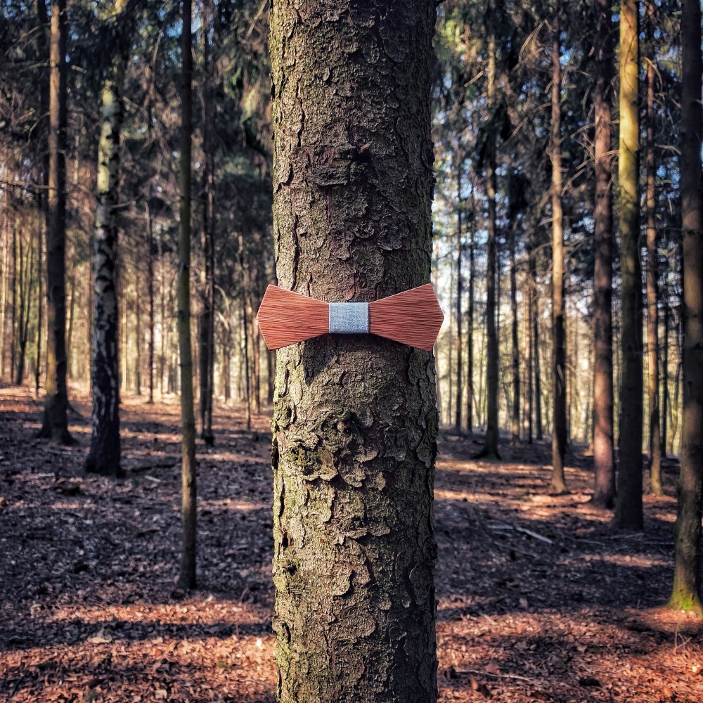 Dřevěný pánský motýlek Mahoosive Slim - modrásek 